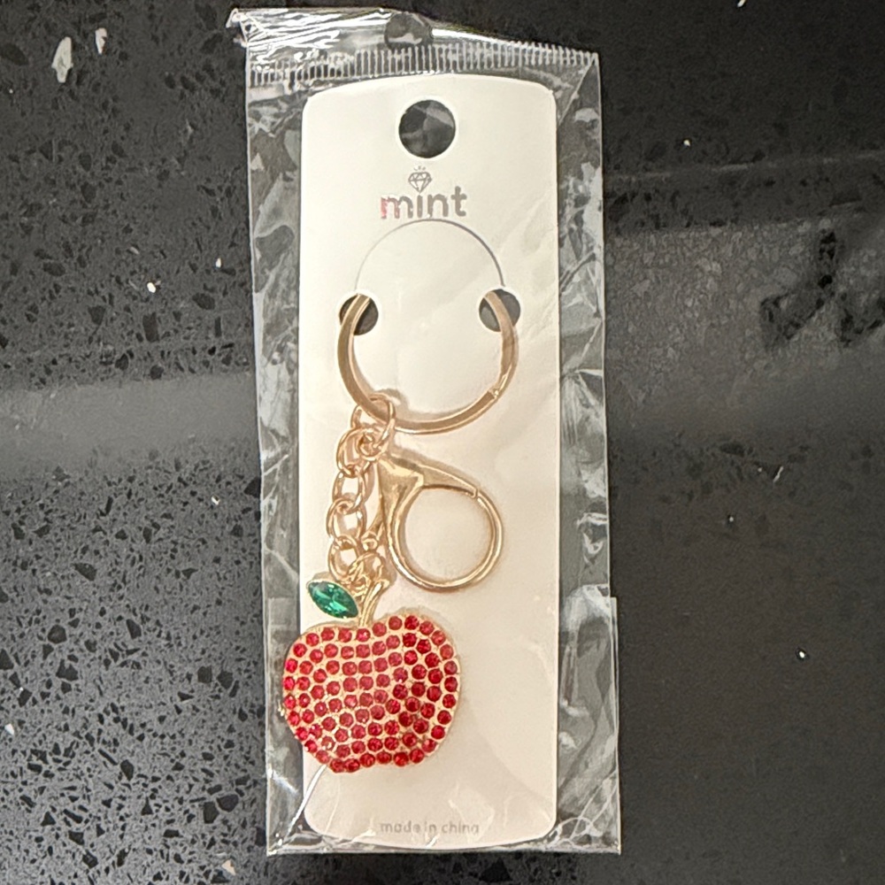 NEW Red Apple Bag Charm Keychain
